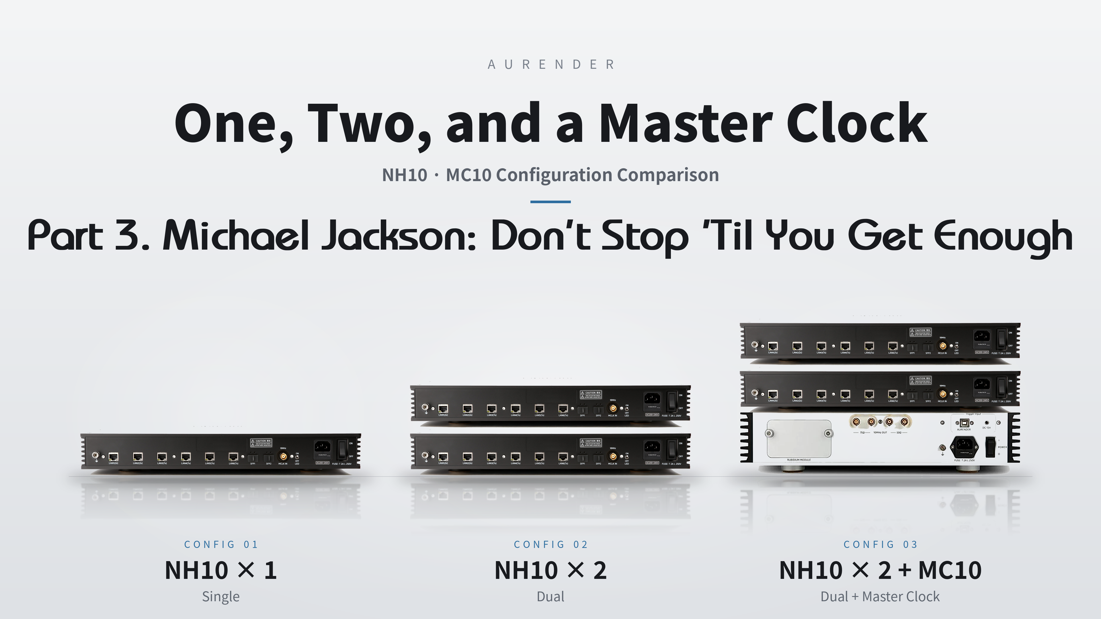 HFI Part 3 artwork for Michael Jackson’s Don’t Stop ’Til You Get Enough and the three Aurender configurations