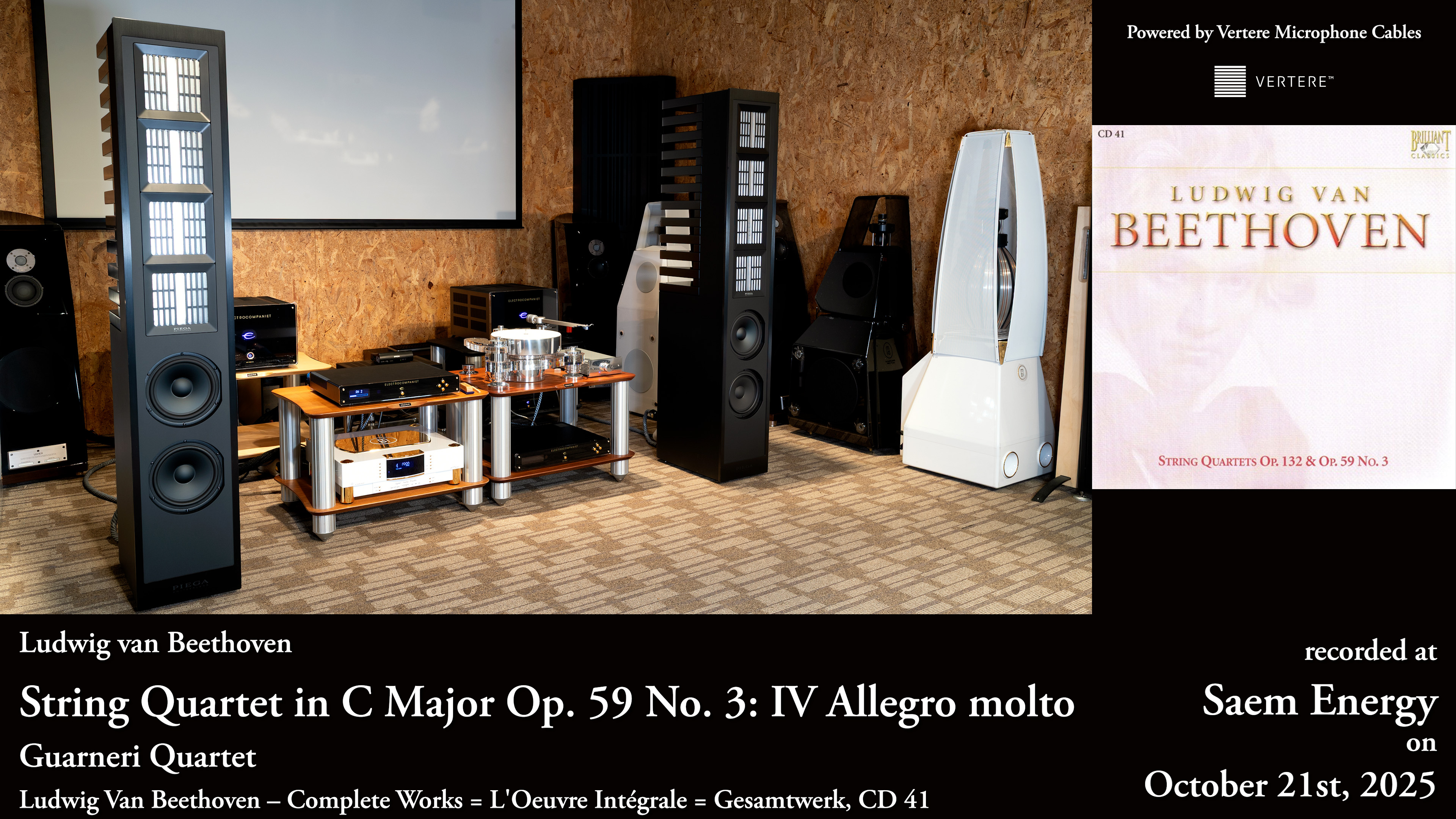 Piega Master Line Source 2 Gen 2 loudspeakers and Electrocompaniet electronics at Saem Energy for HFI’s playback-session capture of Beethoven’s finale