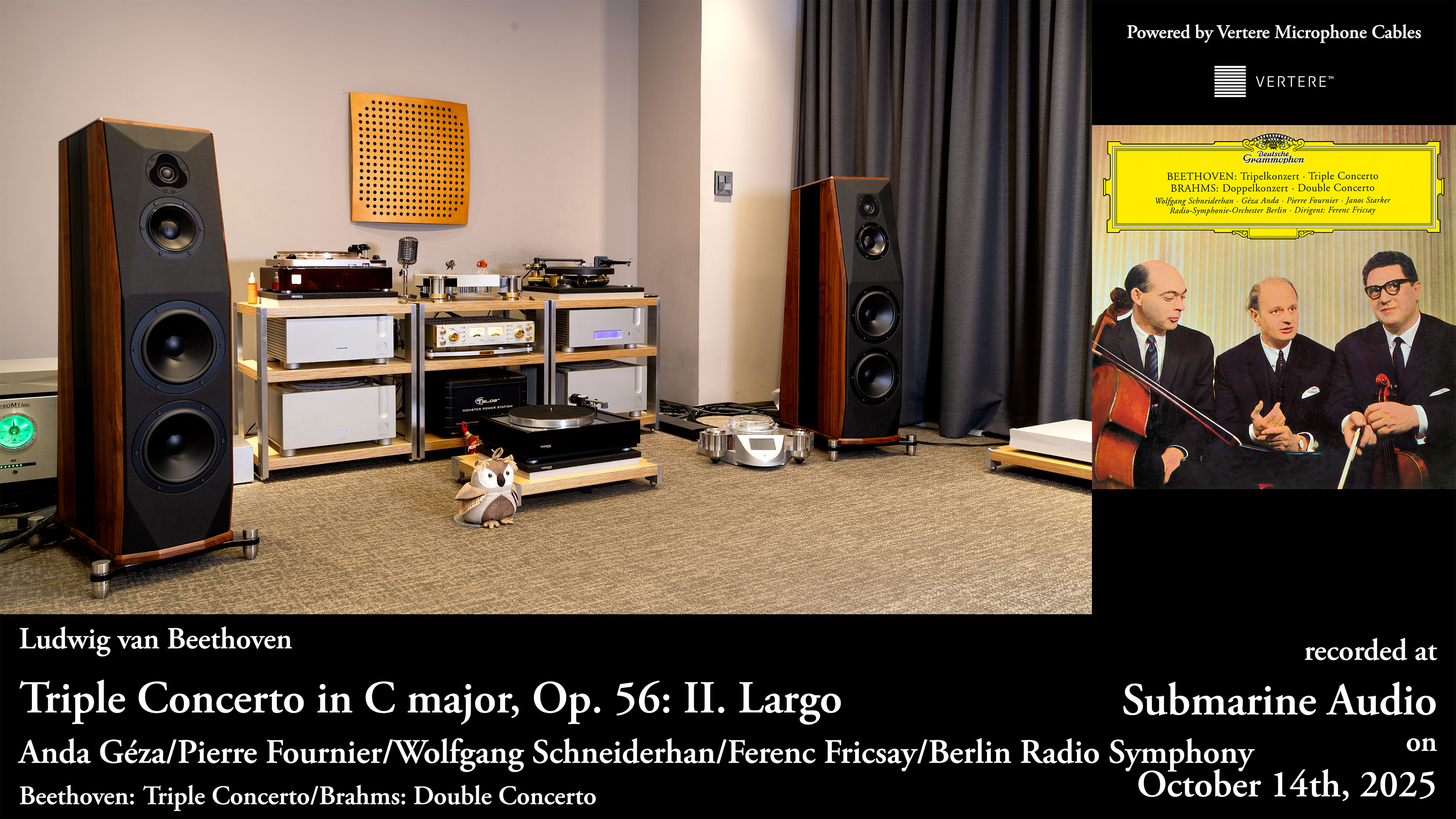 The Kalista, Ypsilon and Peak Consult system used for Beethoven’s Triple Concerto Largo at Submarine Music and Audio