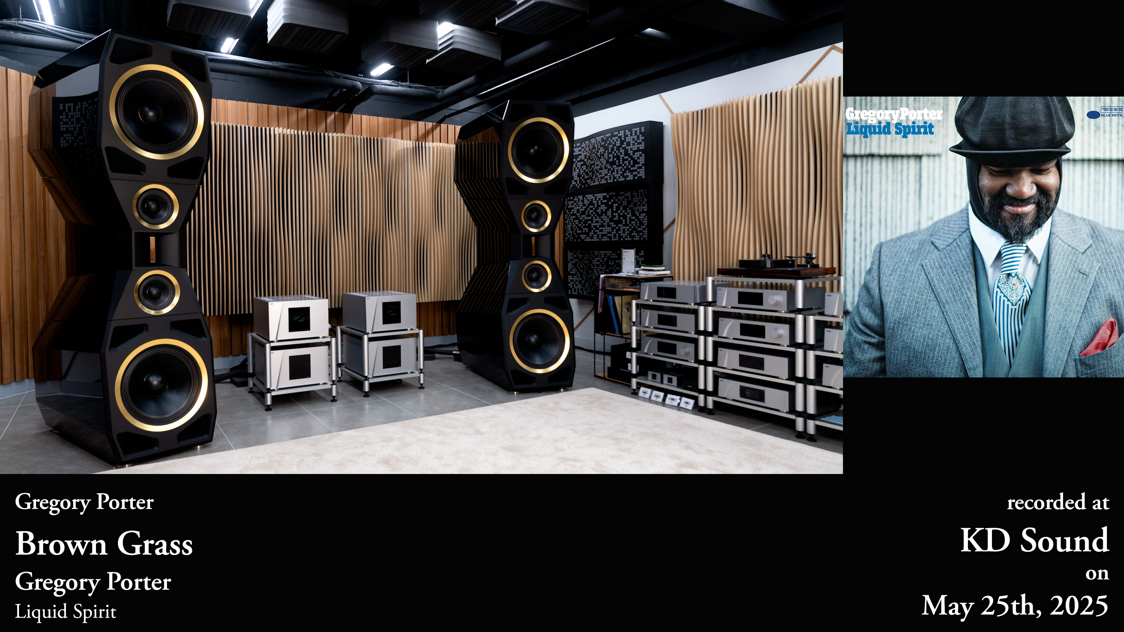 The CH Precision and Göbel Divin Majestic system at KD Sound beside Gregory Porter’s Liquid Spirit artwork
