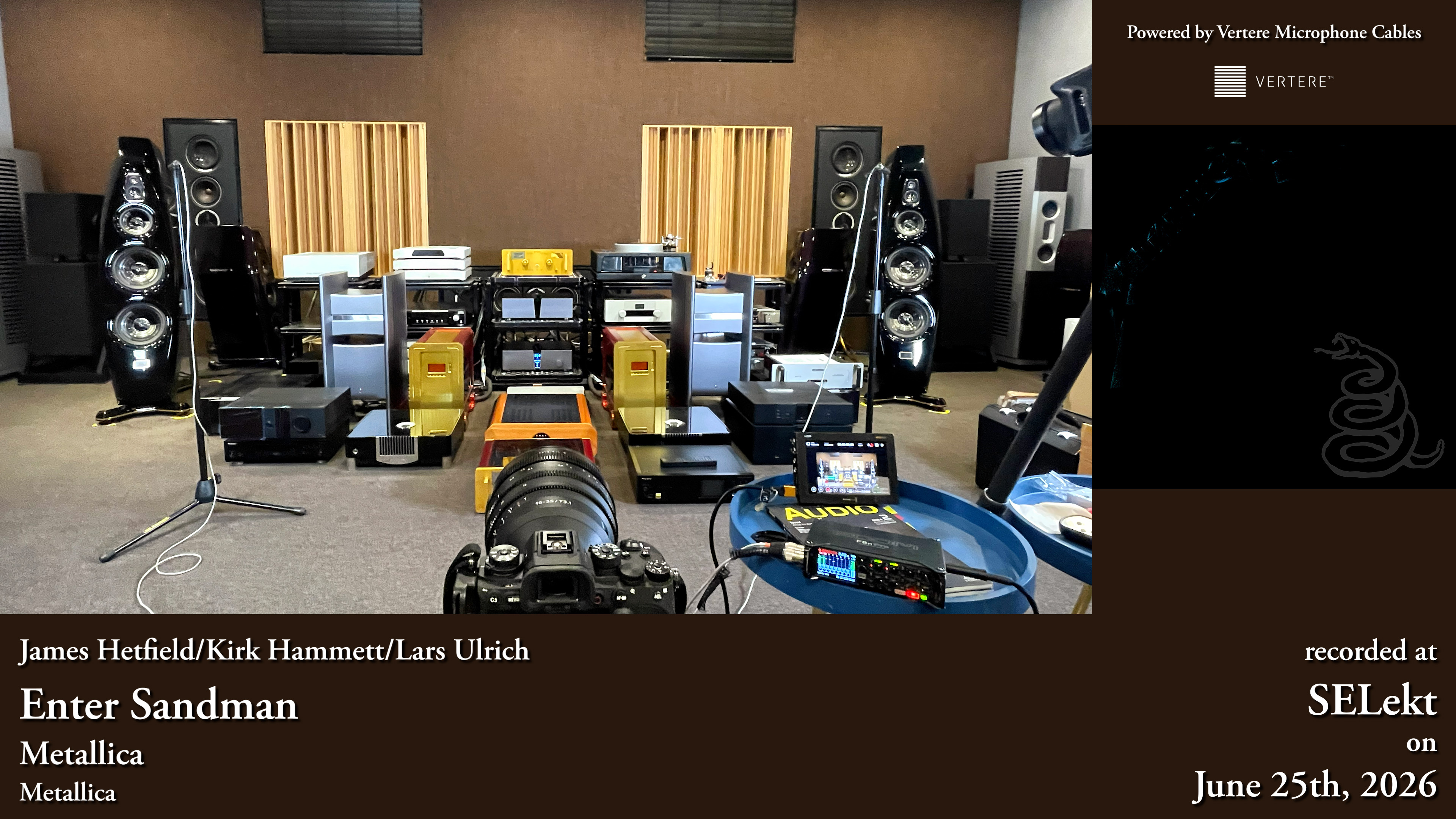 Kharma loudspeakers and Halcro amplifiers in the SELekt room during HFI’s Enter Sandman session