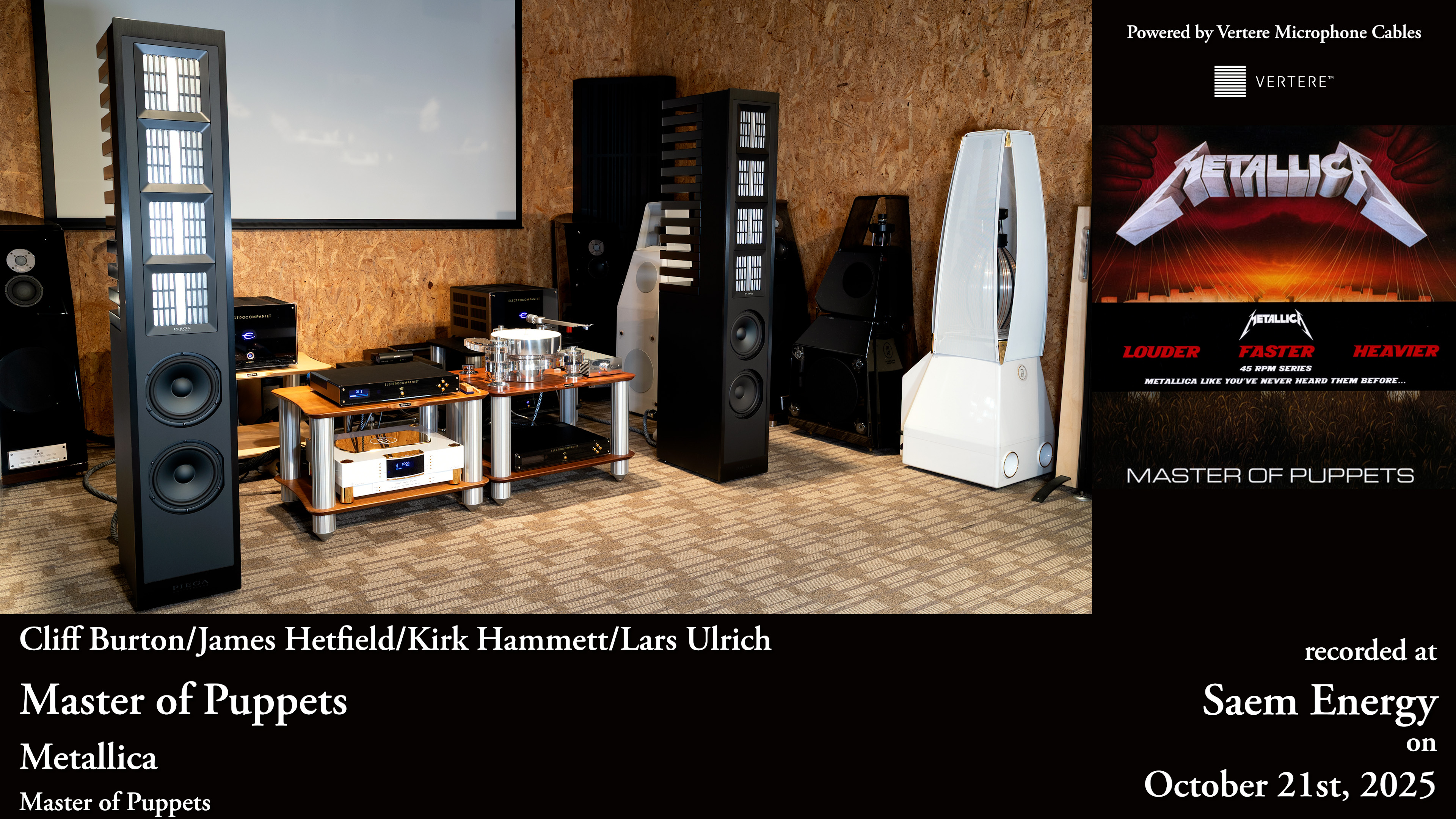 HiFi Immersion recording setup for Metallica’s Master of Puppets with the Transrotor, Electrocompaniet and Piega system at Saem Energy