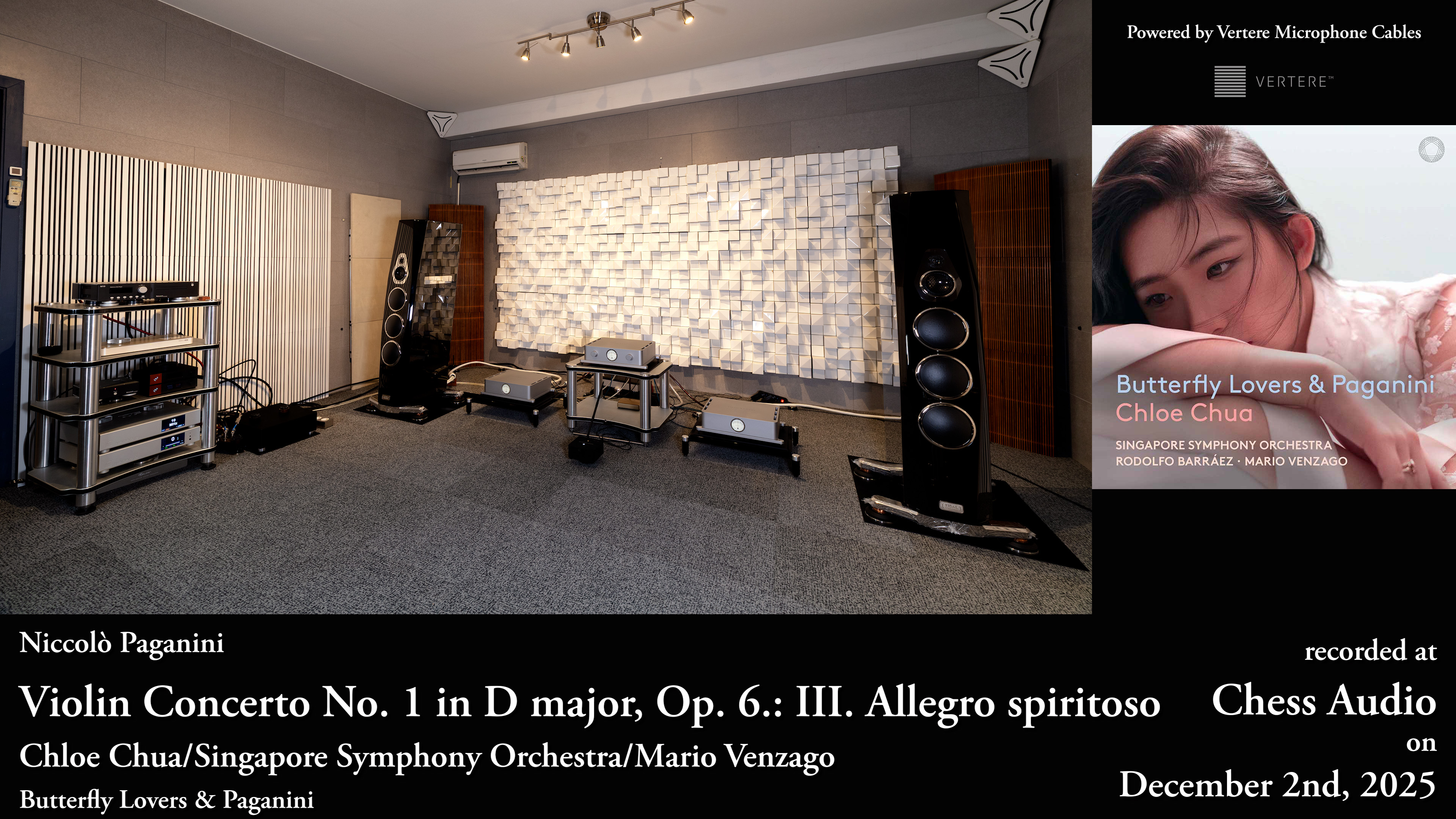 The Master Fidelity, Vinnie Rossi and Tidal system used for Chloe Chua’s Paganini session at Chess Audio