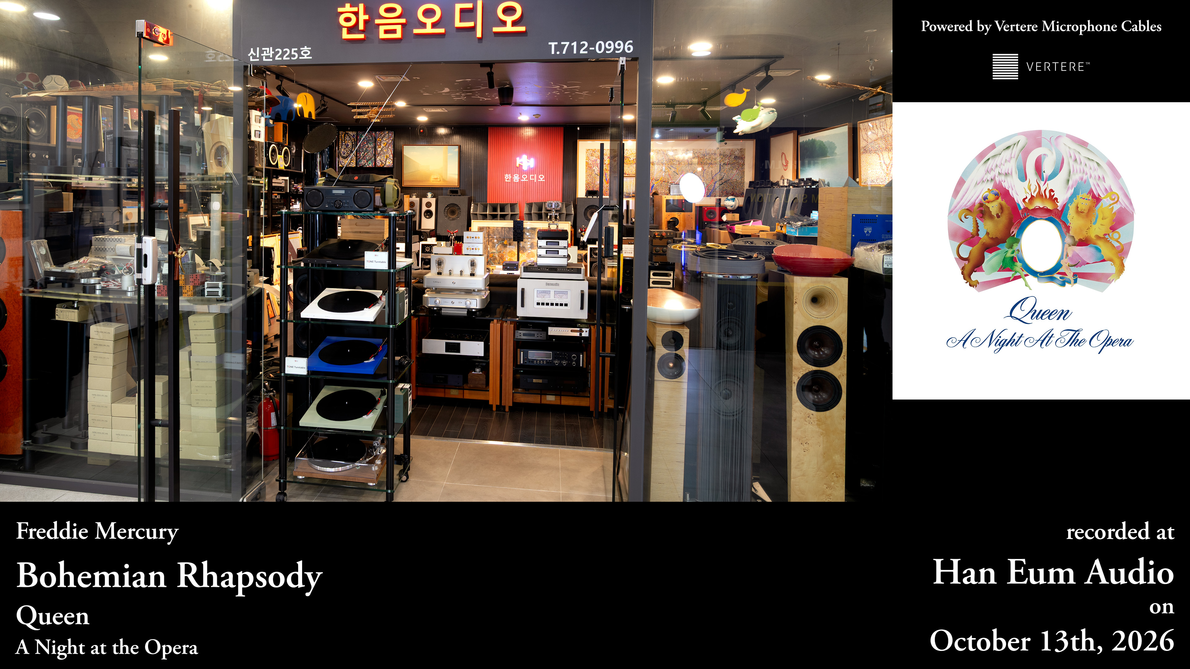 The Han Eum Audio listening room and the Queen source used for the Bohemian Rhapsody session