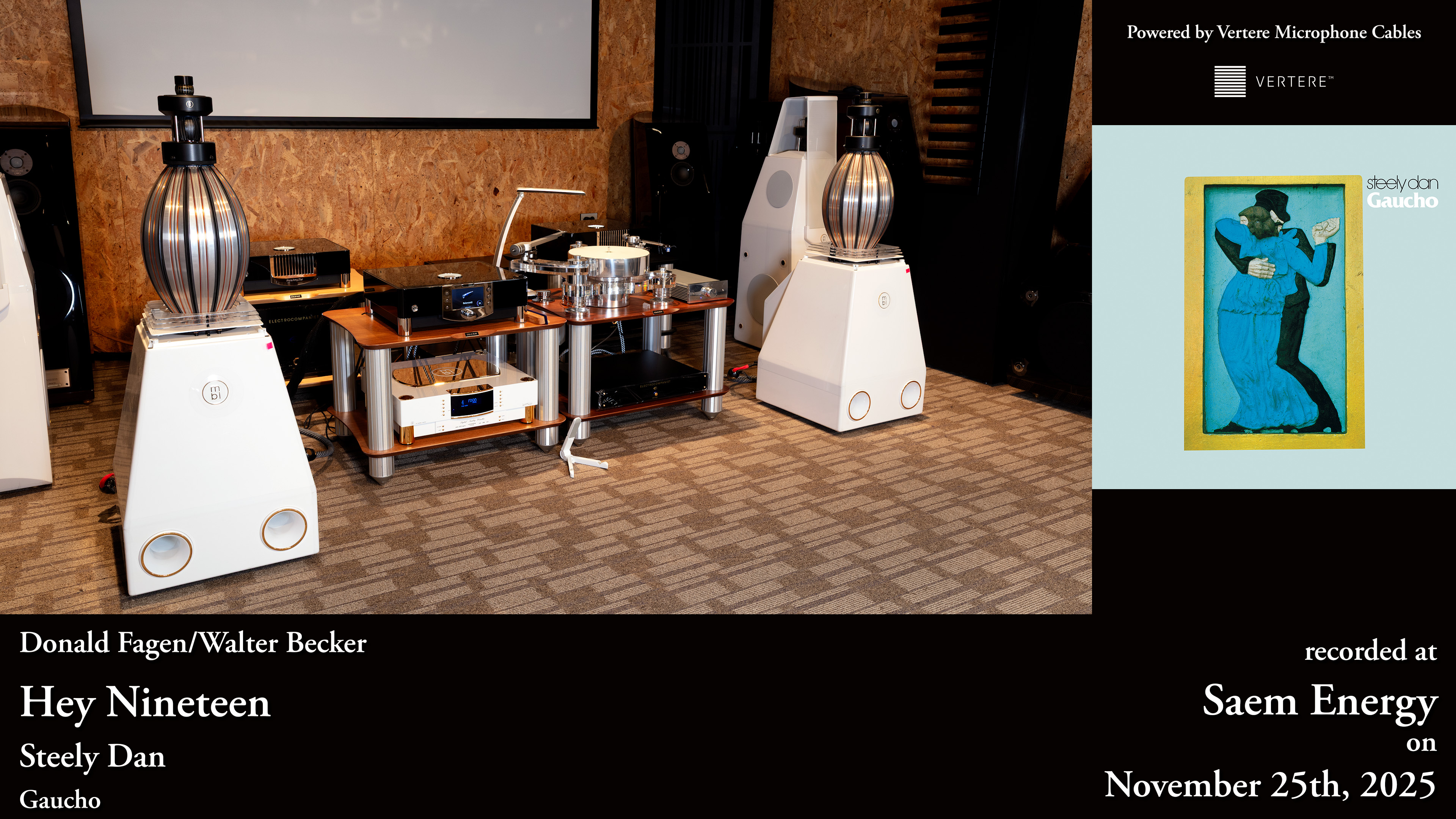 The MBL 101 E MKII system prepared for Steely Dan’s Hey Nineteen session at Saem Energy